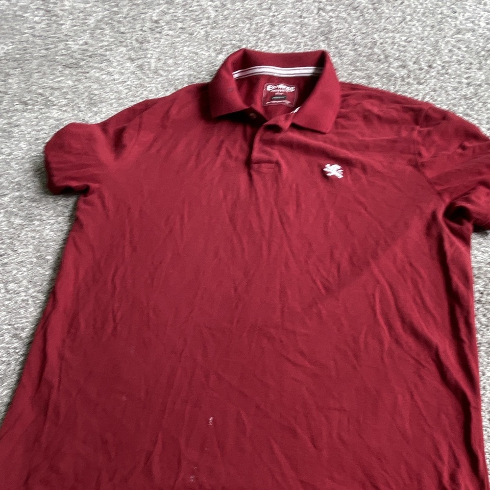 Express Men's XL Polo Red Solid Pique Modern Fit Short Sleeve Collared Logo
